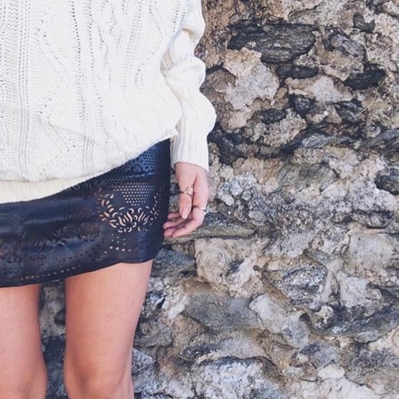 Free People Dresses & Skirts - Liberty Garden x Free People Laser Cut Vegan Leather Mini, XS